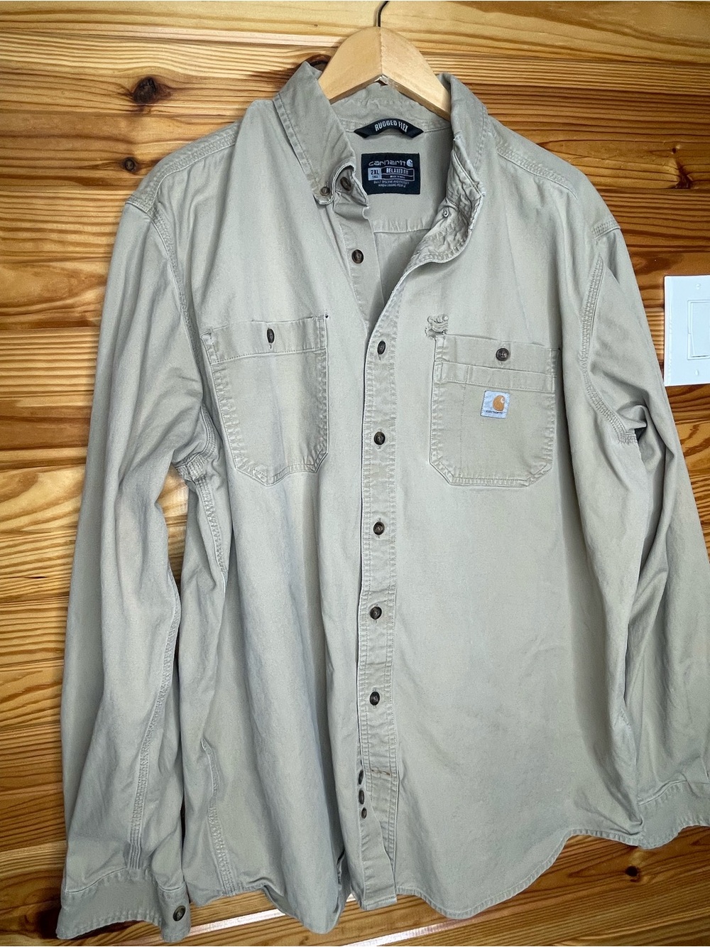 Carhartt Men’s Long-Sleeve Work Shirt in Khaki